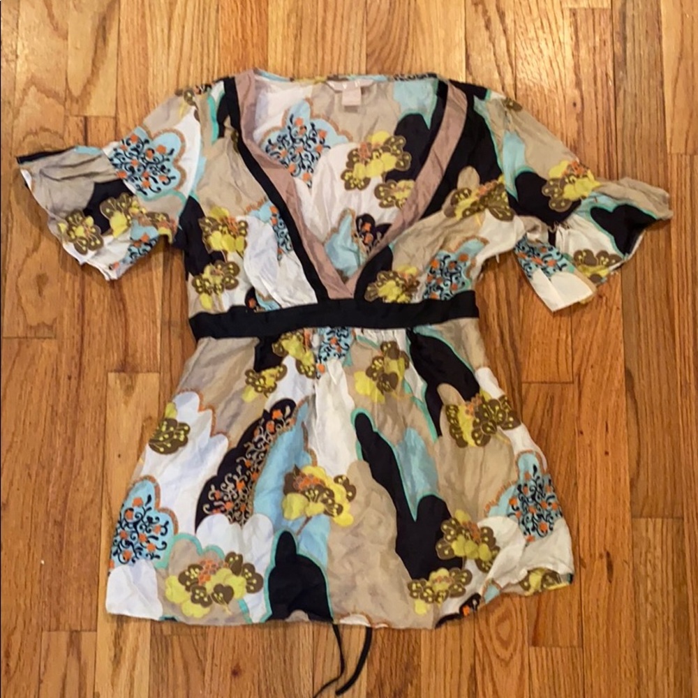 Hype Ruffle Sleeve Printed Kimono Top